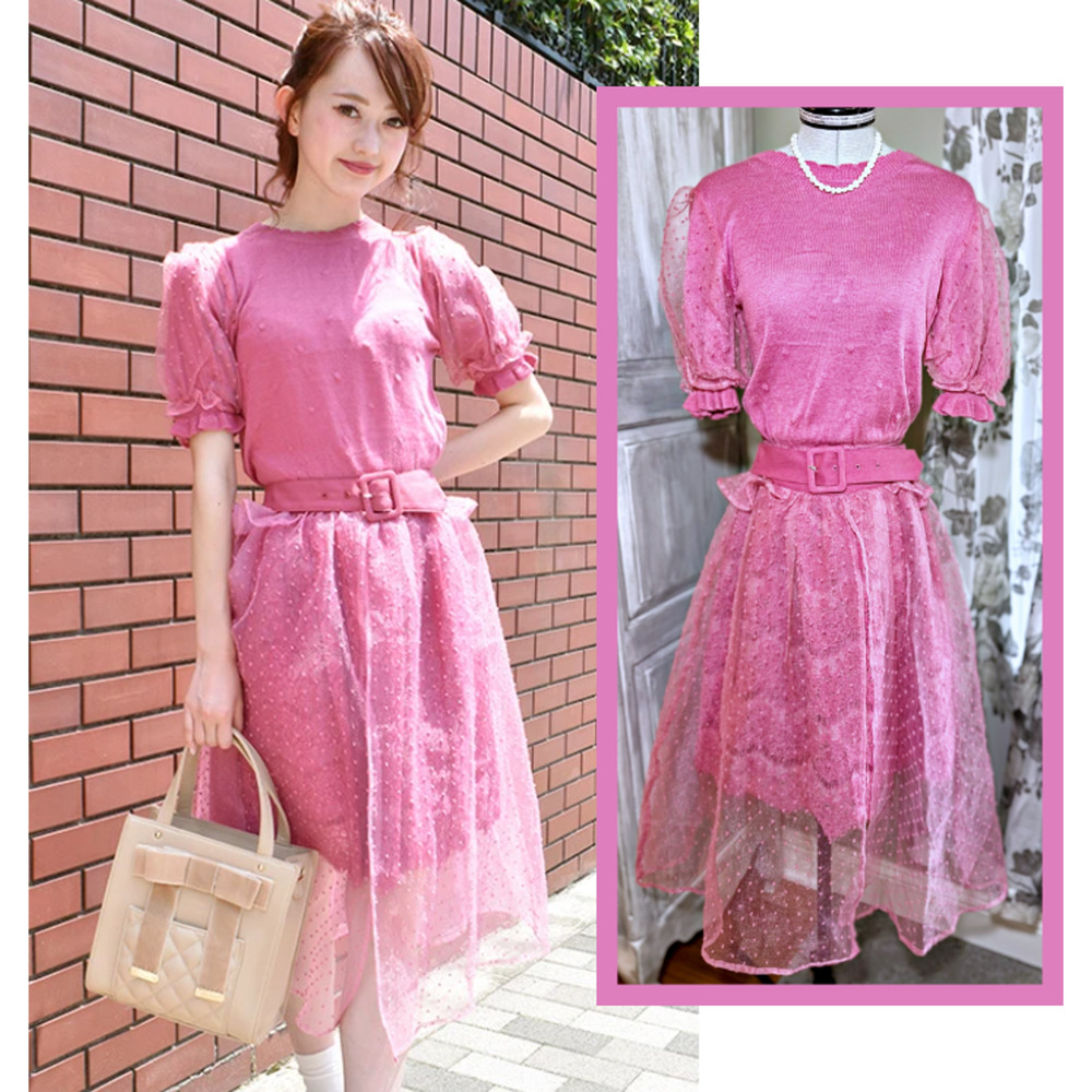 Liz Lisa Polka Dot Knit Top & Sheer Skirt Set Jfashion Gyaru Shoujo Girl Japan